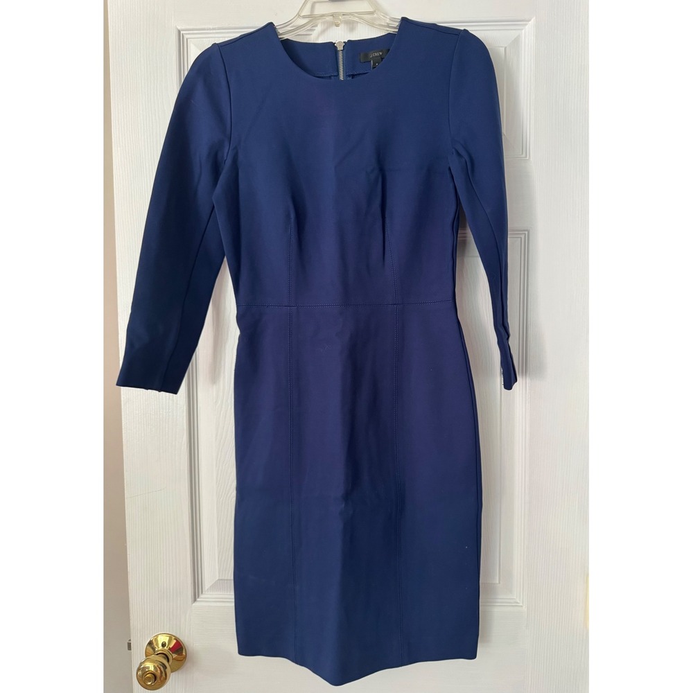 J.Crew Womens Navy crew neck Dress Zipper Back Size 2 Thick Fabric